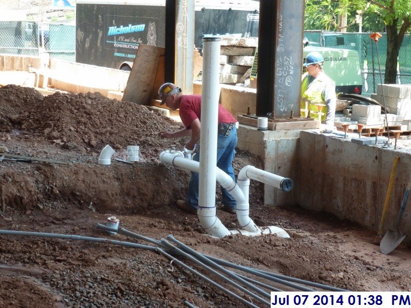 Working on the Sprinkler Room piping Facing East (800x600)